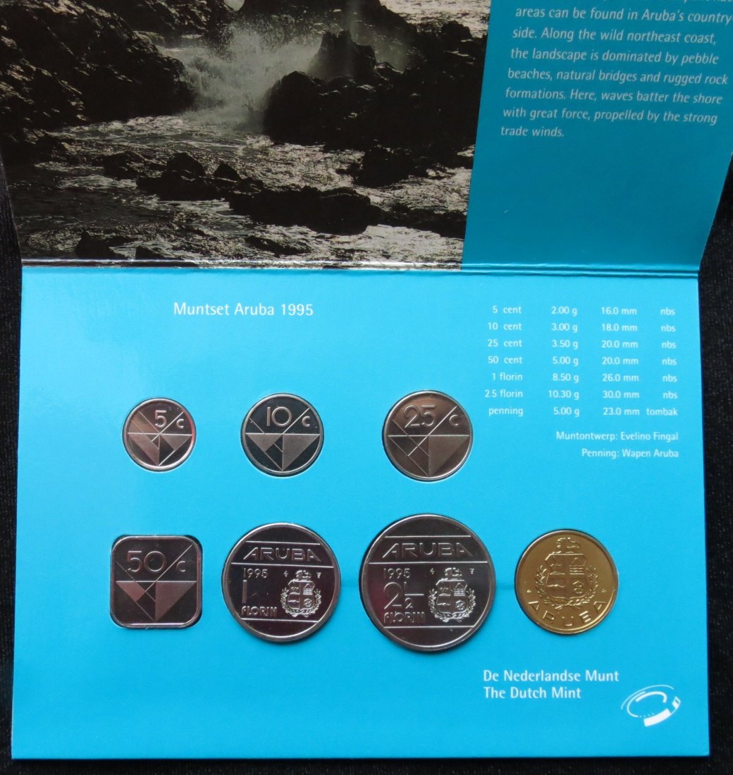 Aruba 1995 - 5 10 25 50 cents 1, 2.50 guldem
