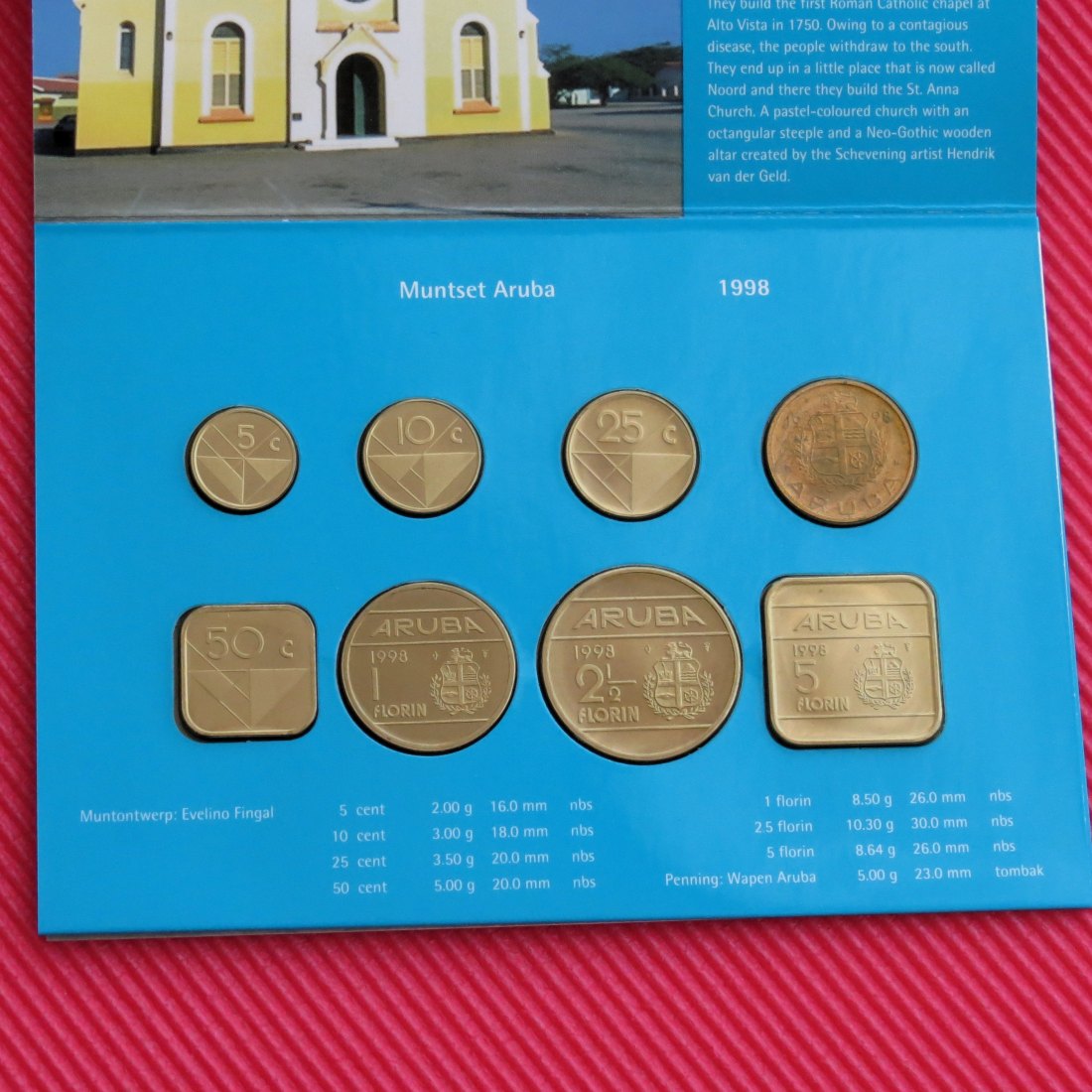 Aruba 1998 - 5 10 25 50 cents 1, 2.50 5 guldem