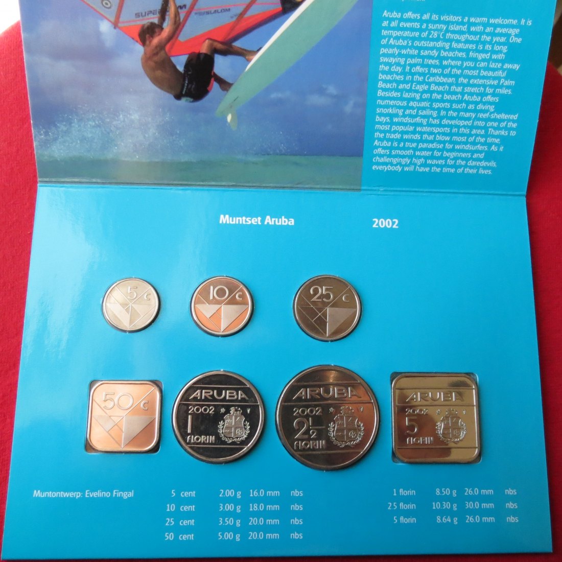 Aruba 2002 - 5 10 25 50 cents 1, 2.50 5 guldem