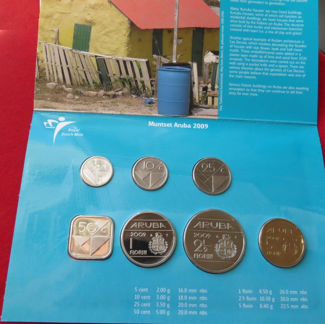 Aruba 2009 - 5 10 25 50 cents 1, 2.50 5 guldem