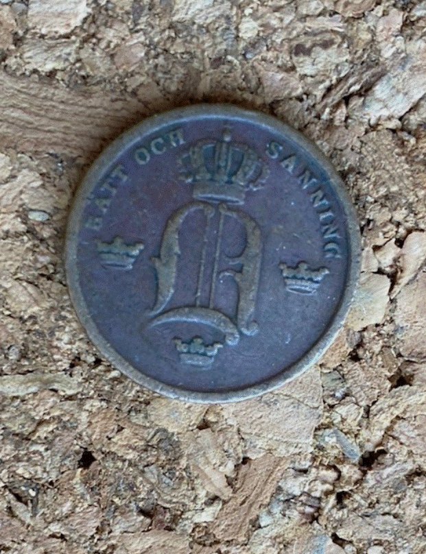  Schweden 1/3 Skilling Banco 1848 - König Oscar I Monogramm - Kupfer Skandinavien   