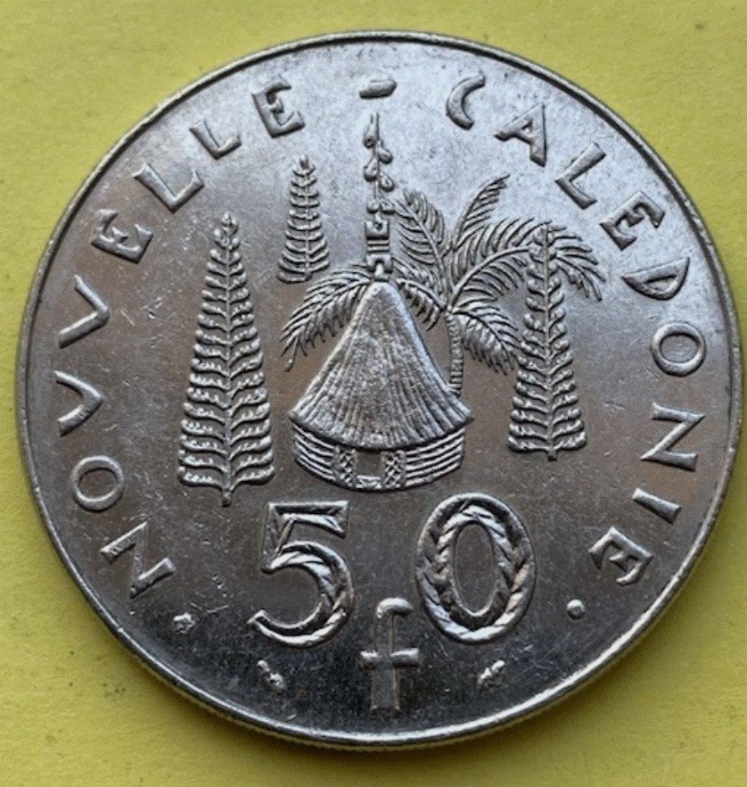  Neukaledonien 50 Francs 1983 - Rundhütte Palmen Südsee   