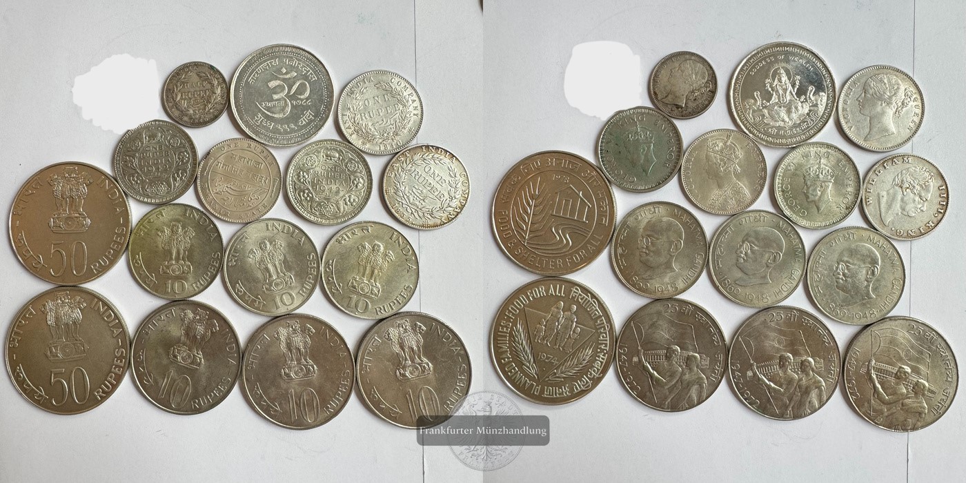  LOT: Indien Rupees etc. teilw. India East Company div. Jg. FM-Frankfurt Silber/Kupfer/etc.   
