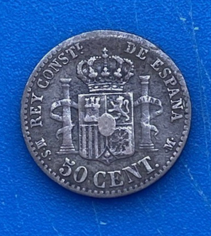  SILBER - Spanien 50 Centimos 1880 Münze Alfonso XII | .835 Silbermünze   