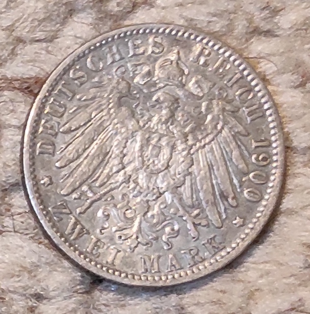  Württemberg 2 Mark 1900, SILBER, König Wilhelm II.   