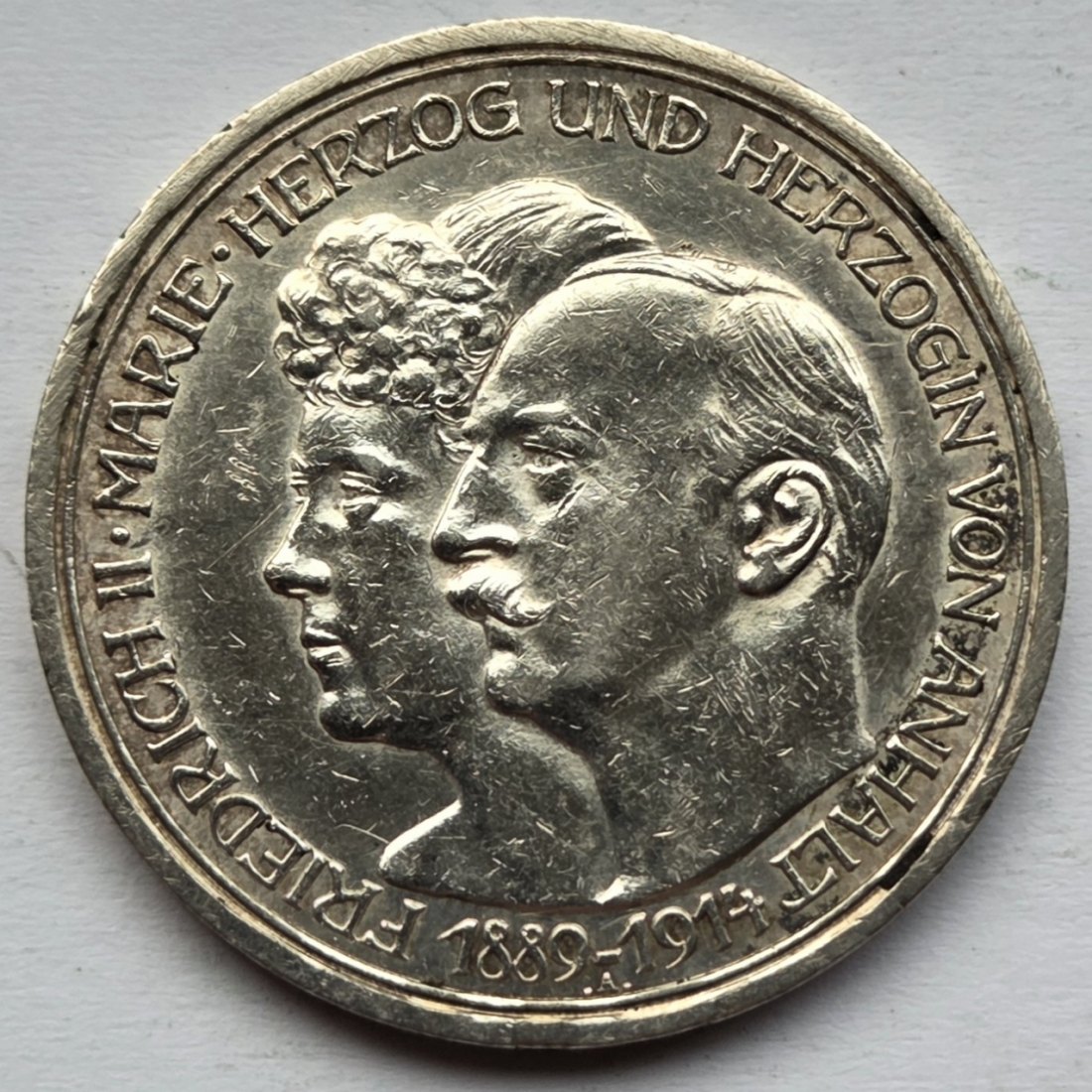  Kaiserreich: Anhalt, 3 Mark Silberhochzeit 1914 (Jaeger 24)   