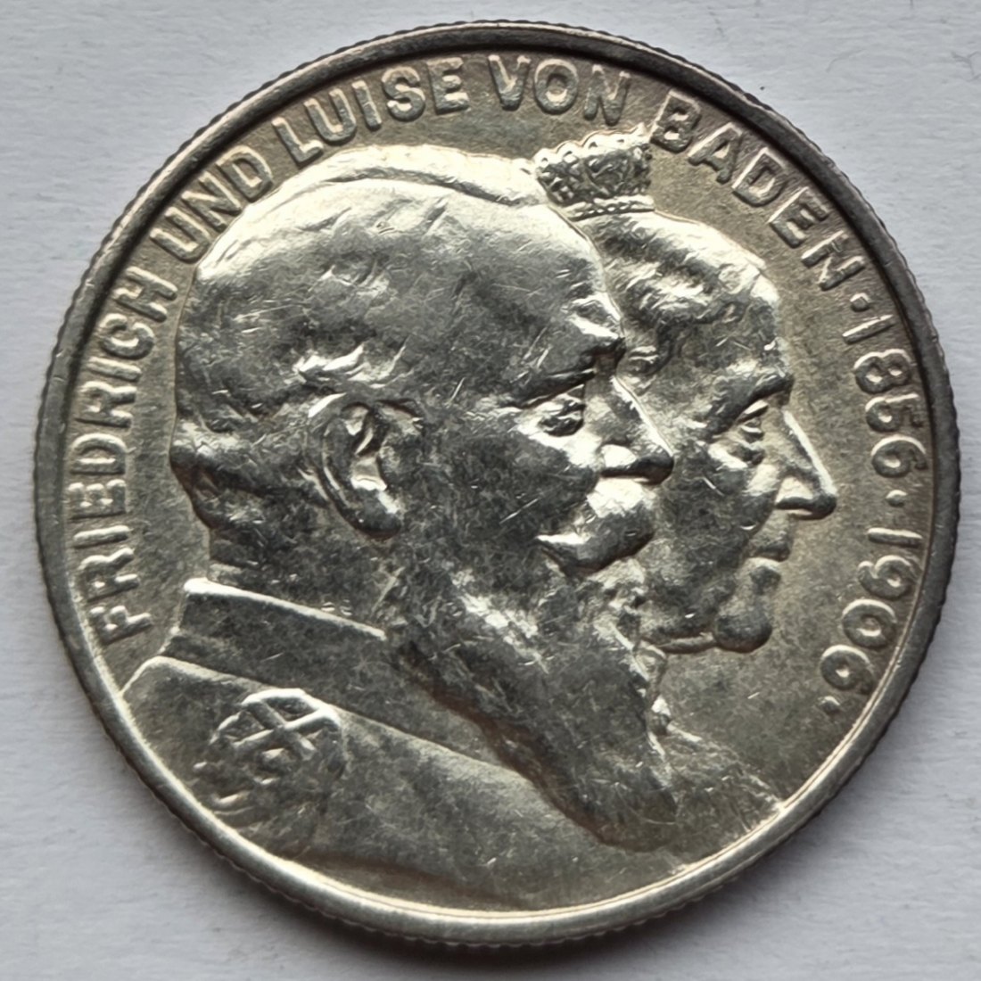  Kaiserreich: Baden, 2 Mark Goldene Hochzeit 1906 (Jaeger 34)   