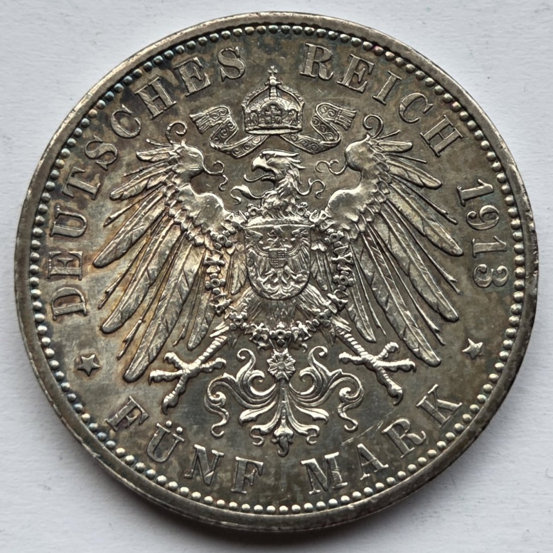  Kaiserreich: Baden, 5 Mark Friedrich II. (Jaeger 40), 1913   