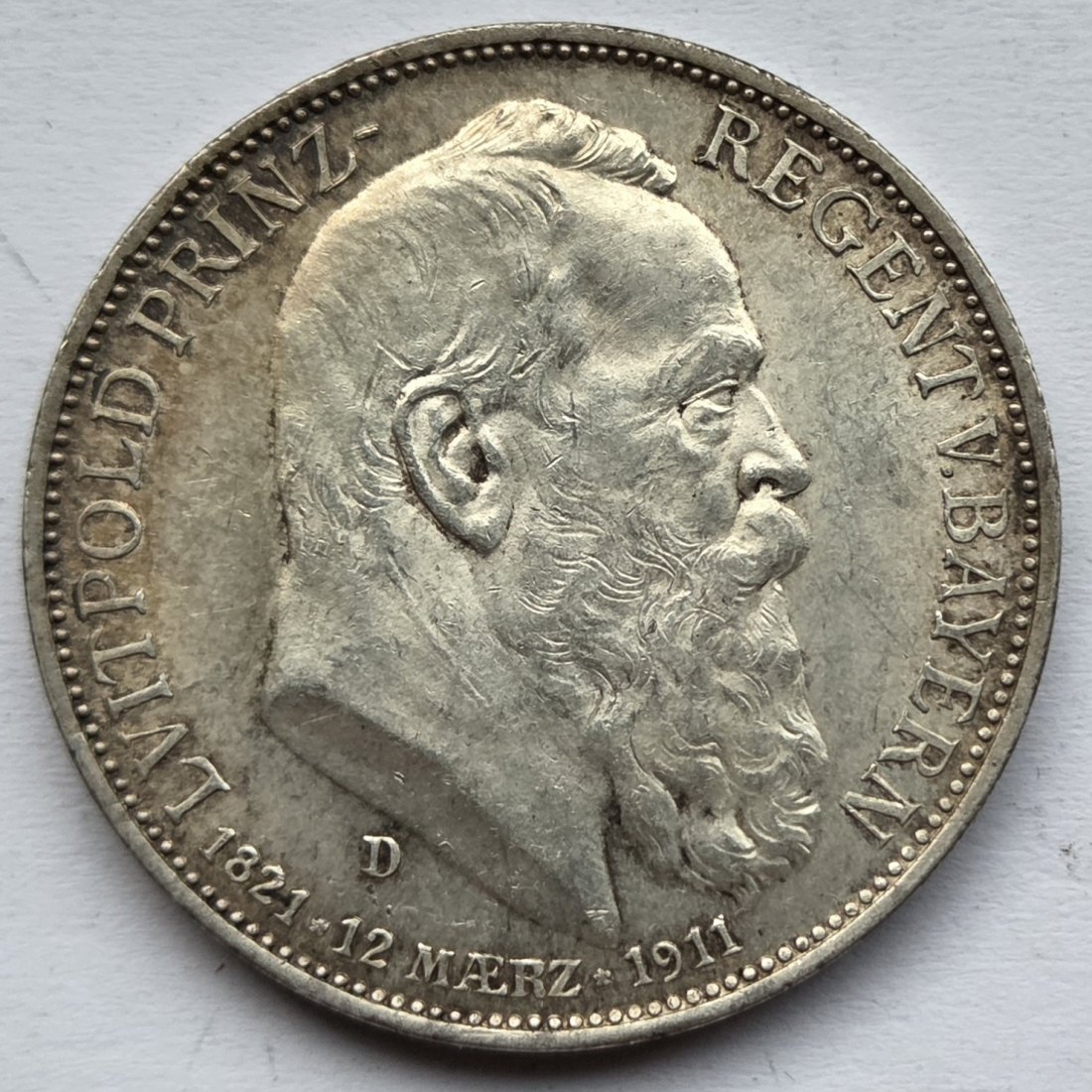  Kaiserreich: Bayern, 3 Mark Luitpold 1911 (Jaeger 49)   