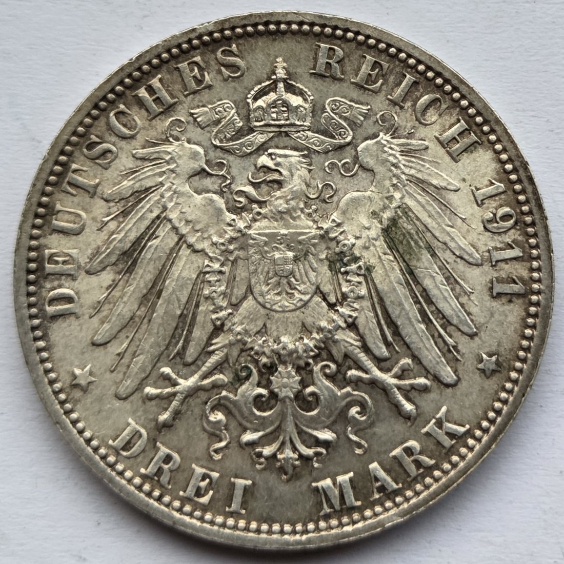  Kaiserreich: Bayern, 3 Mark Luitpold 1911 (Jaeger 49)   