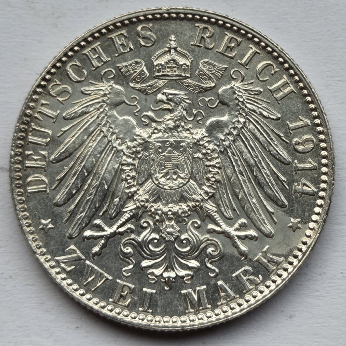  Kaiserreich: Bayern, 2 Mark Ludwig III. (Jaeger 51), 1914   