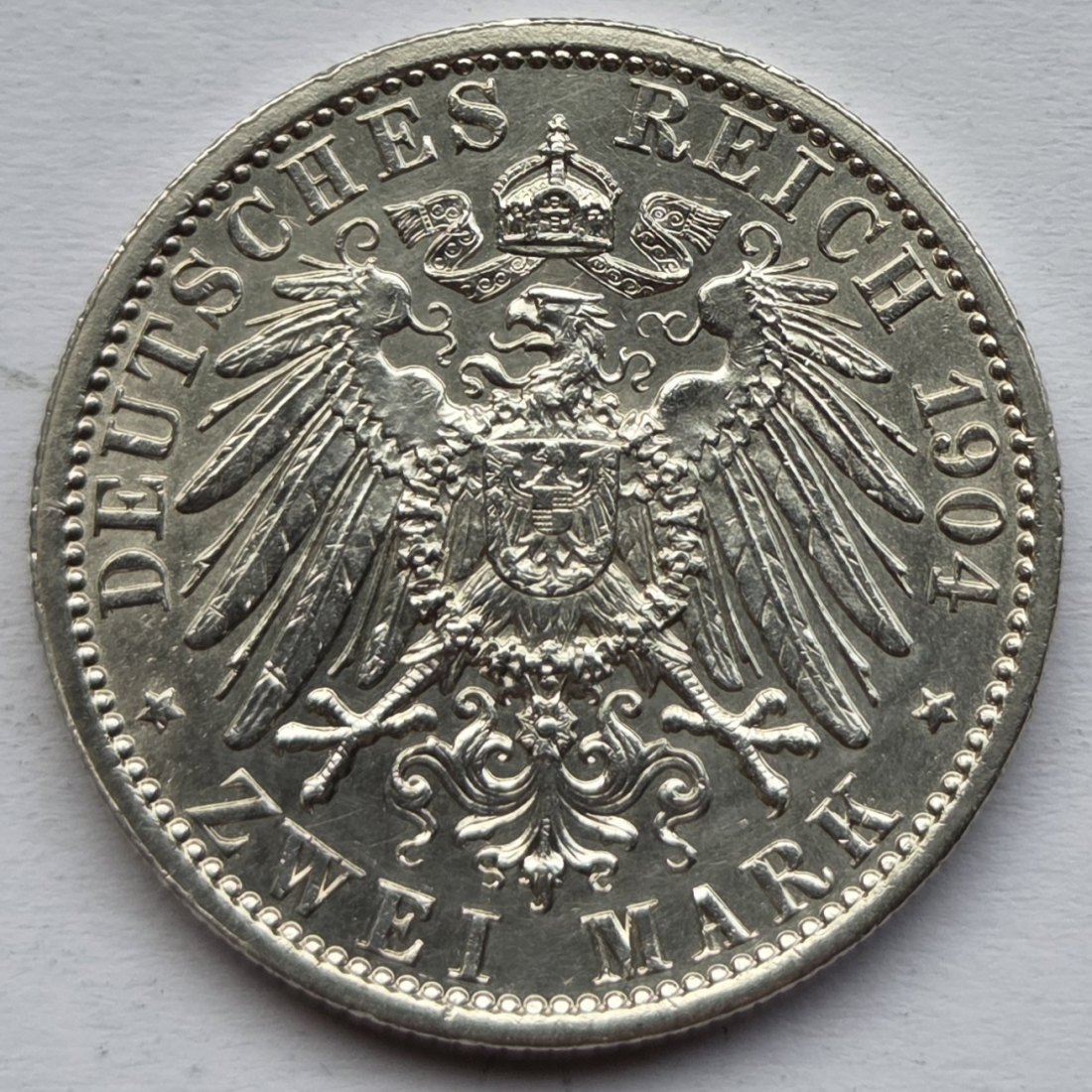  Kaiserreich: Hessen, 2 Mark Doppelportrait 1904 (Jaeger 74)   