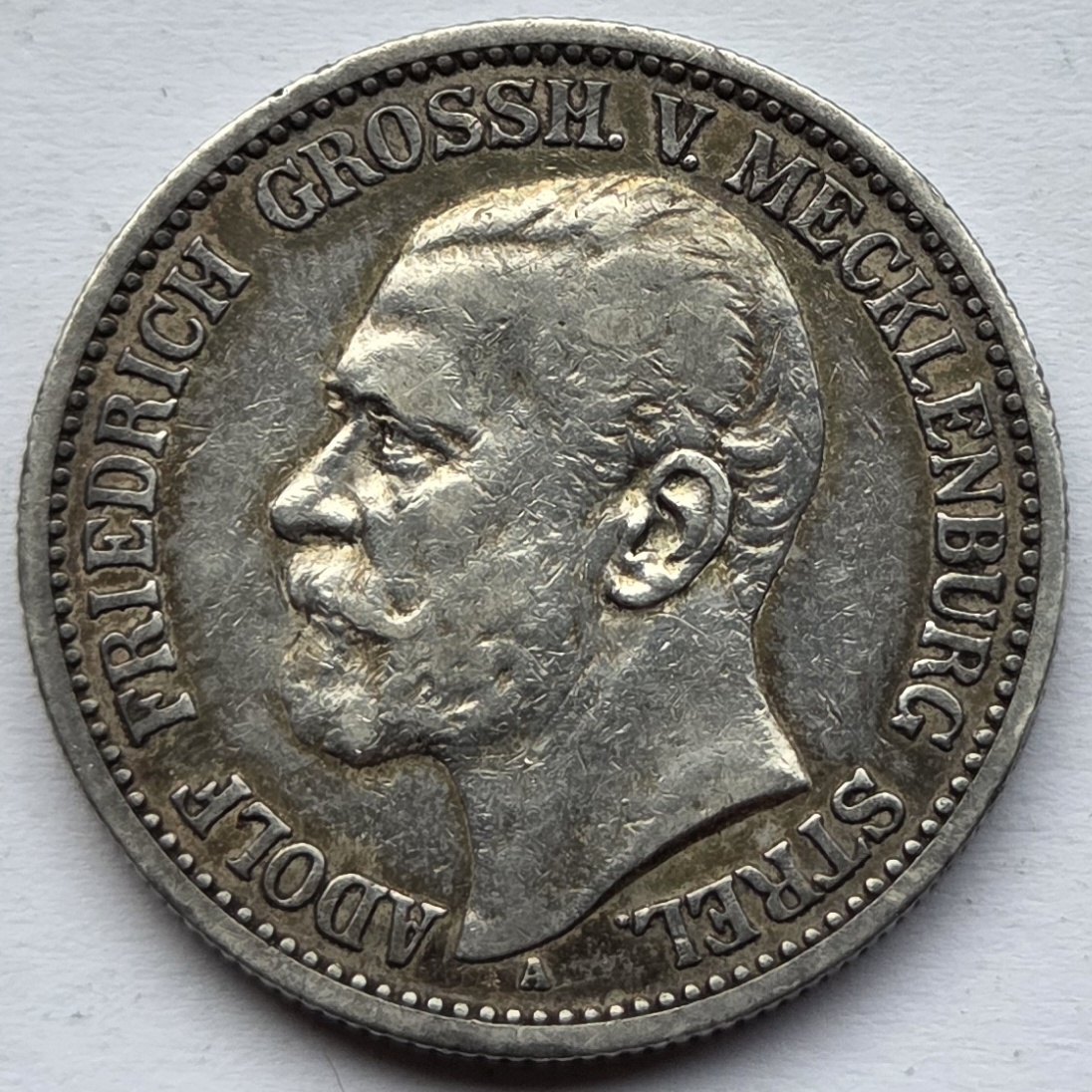  Kaiserreich: Mecklenburg-Strelitz, 2 Mark Adolf Friedrich V. (Jaeger 91), 1905, selten   