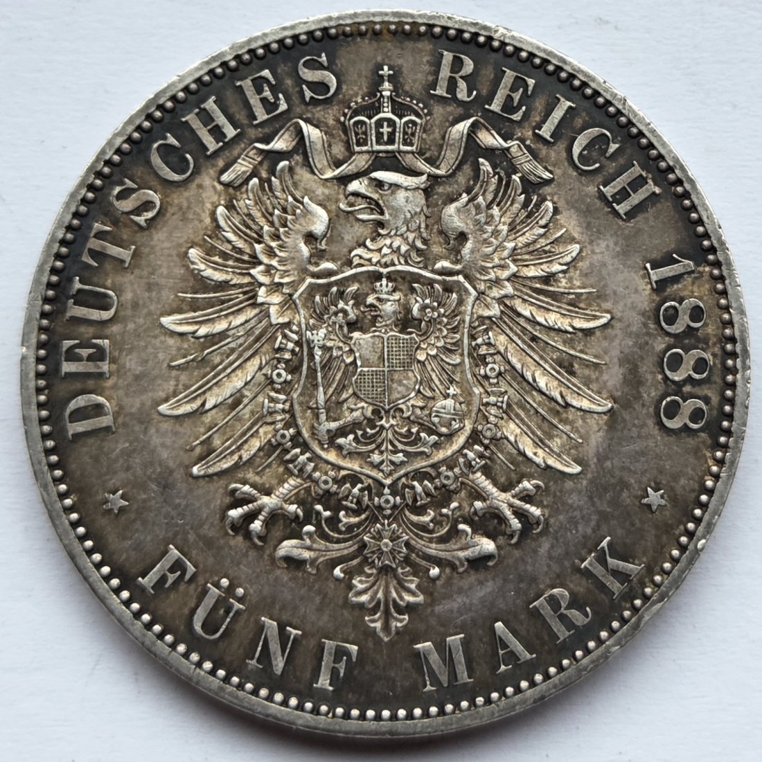  Kaiserreich: Preußen, 5 Mark Friedrich III. 1888 (Jaeger 99)   
