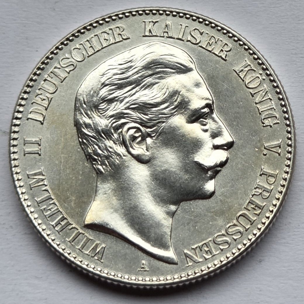  Kaiserreich: Preußen, 2 Mark Wilhelm II. kleiner Adler 1888 (Jaeger 100)   