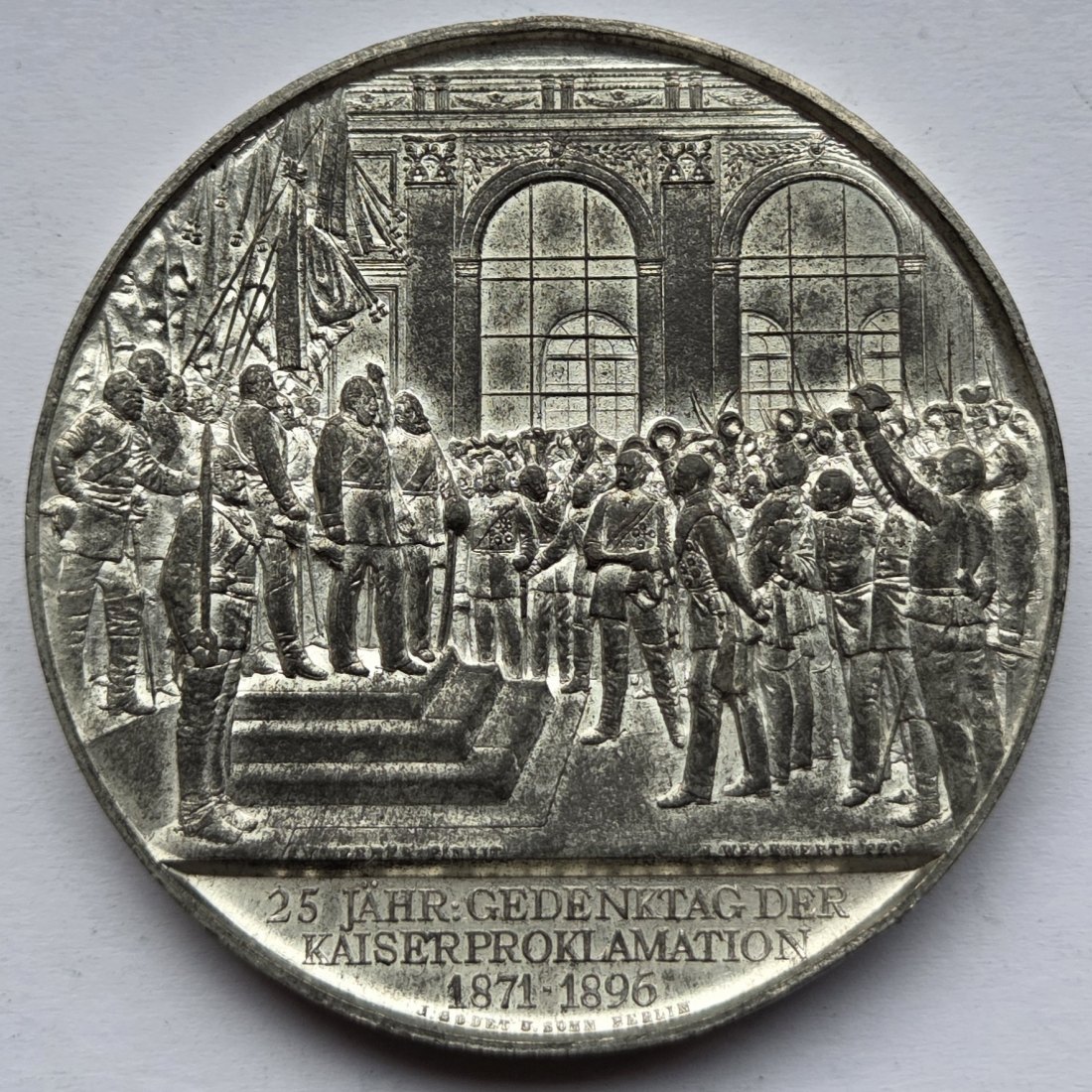  Preußen: Große Zinnmedaille auf den 25. Jahrestag der Kaiserproklamation von 1896   