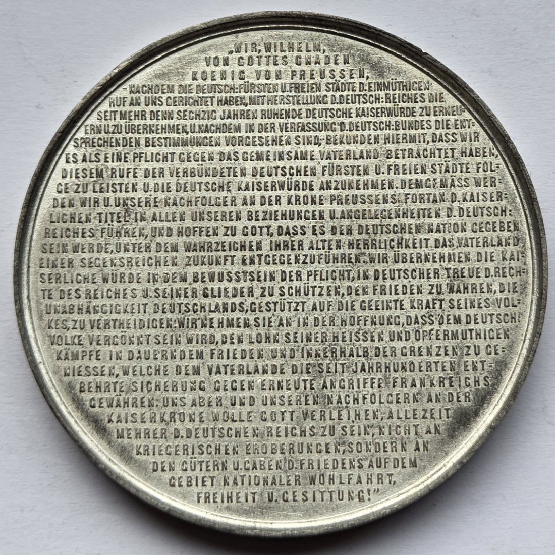  Preußen: Große Zinnmedaille auf den 25. Jahrestag der Kaiserproklamation von 1896   