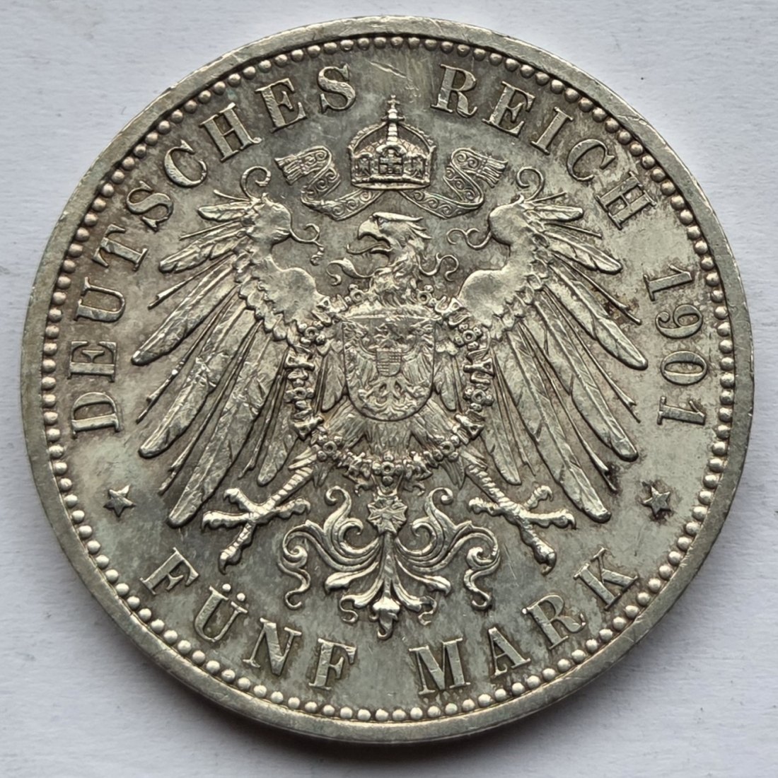 Kaiserreich: Preußen, 5 Mark 200 Jahre Königreich 1901 (Jaeger 106)   