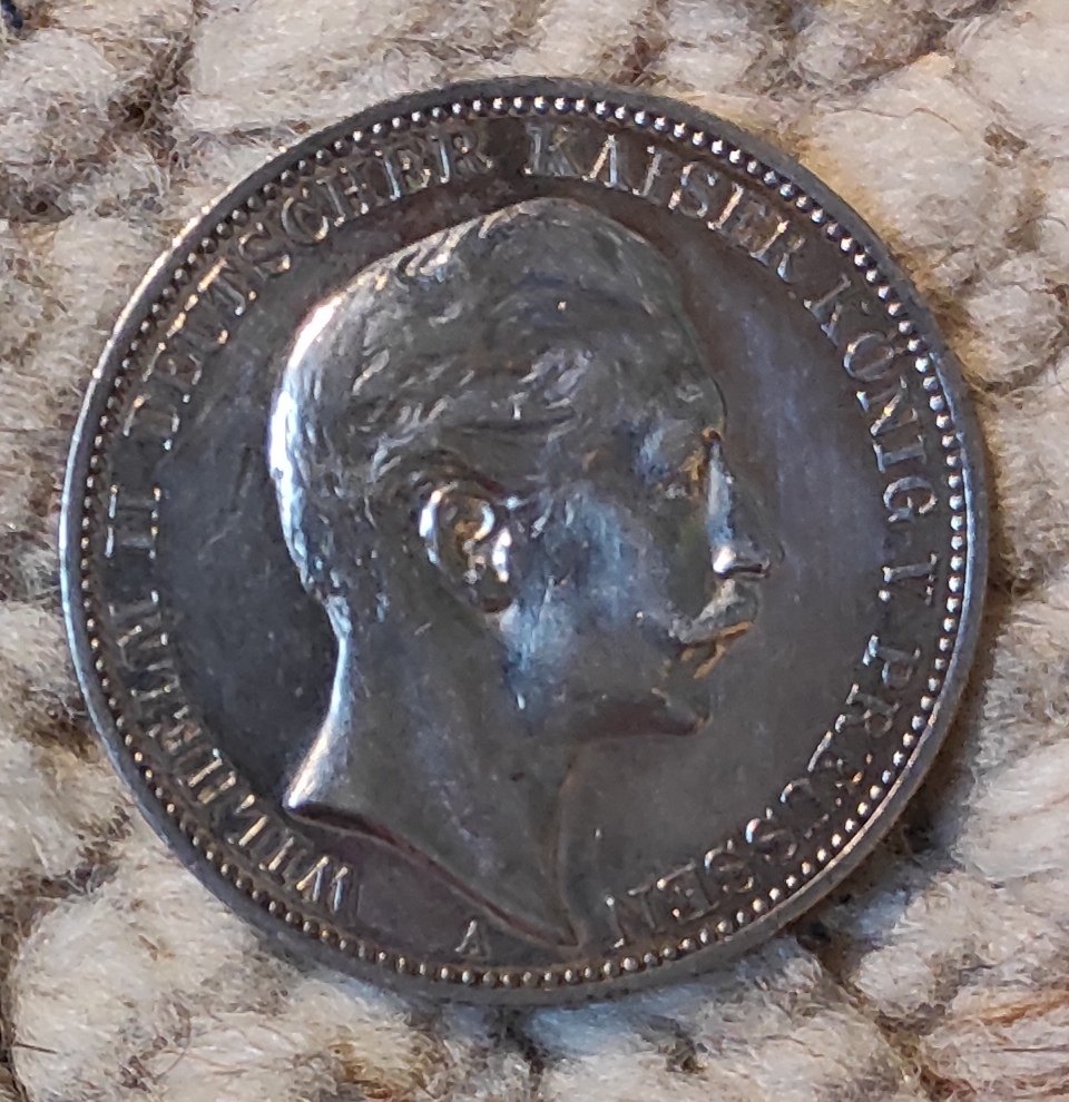  Preußen 3 Mark 1912, SILBER, Wilhelm II.   