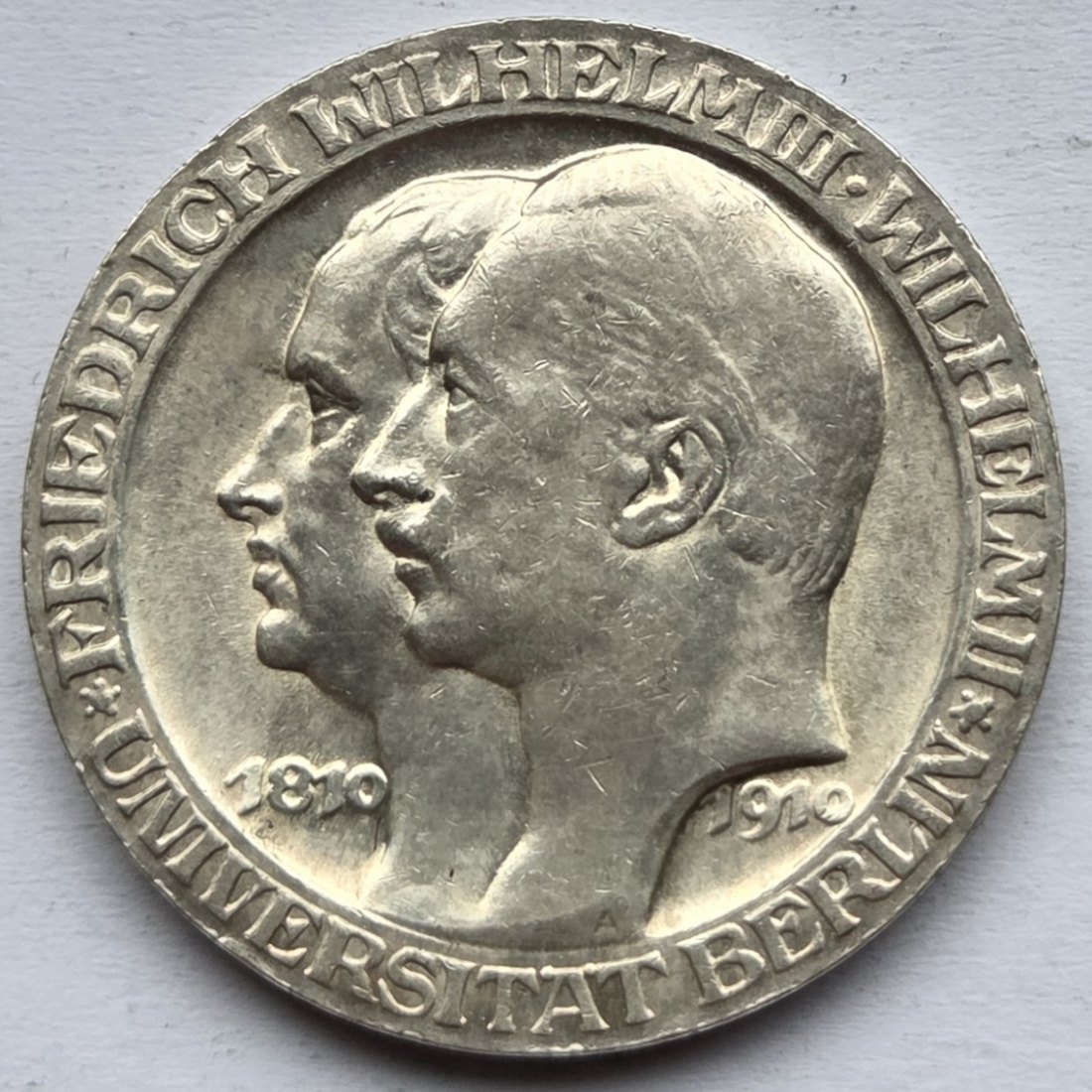  Kaiserreich: Preußen, 3 Mark Universität Berlin 1910 (Jaeger 107)   