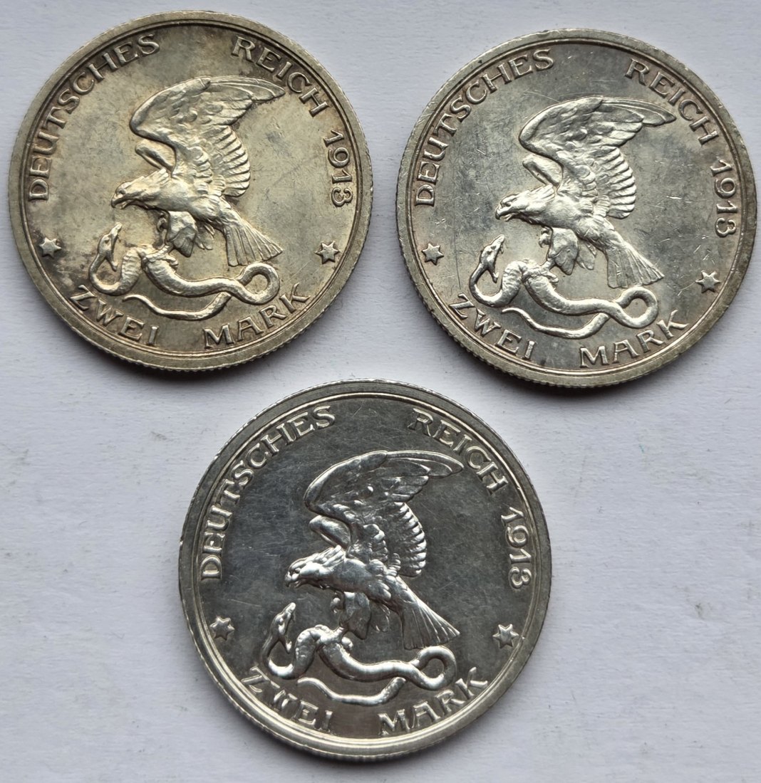  Kaiserreich: Preußen, 2 Befreiungskriege 1913 (Jaeger 109), 3 Stück   