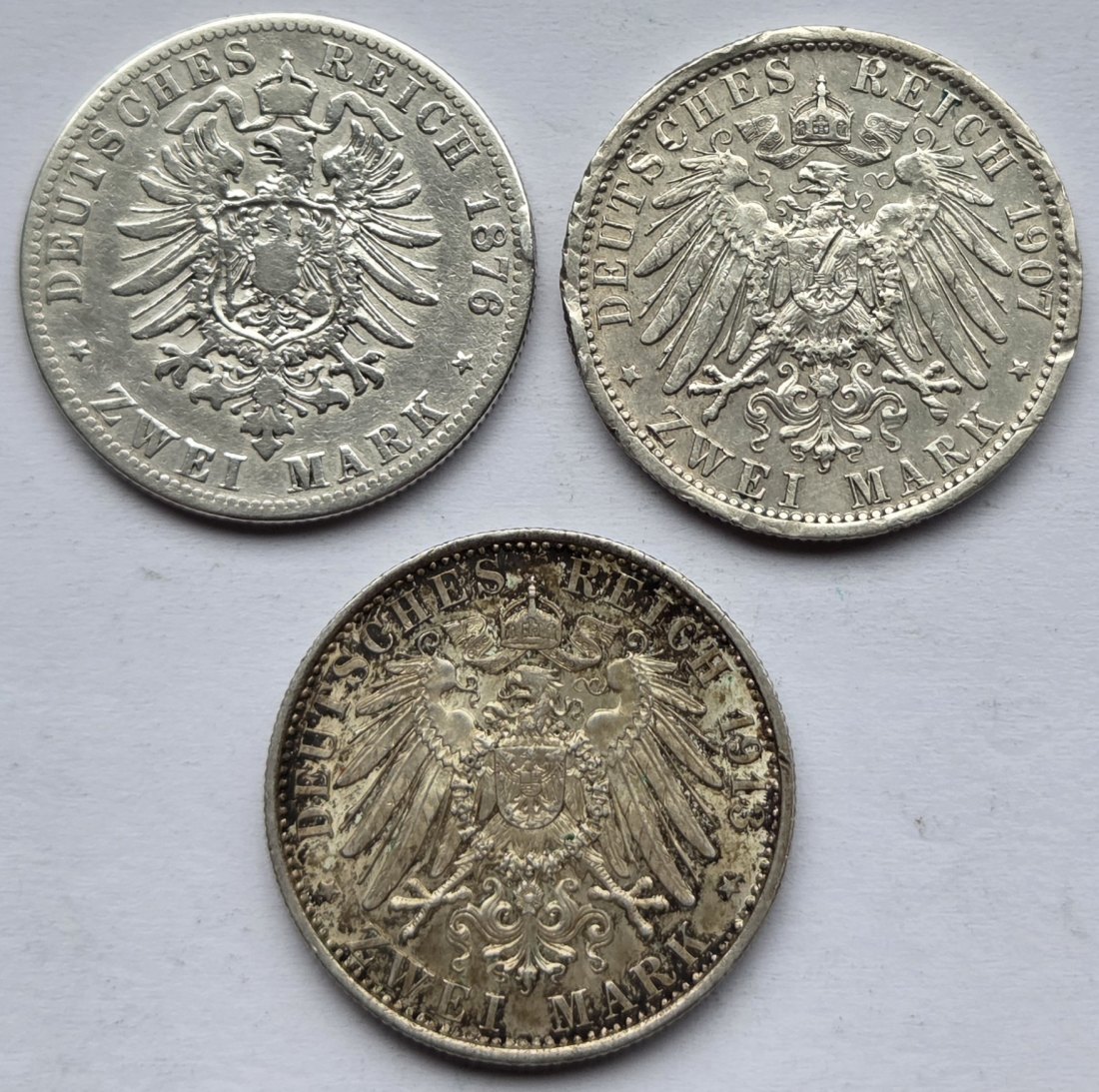  Kaiserreich: Preußen, drei verschiedene 2 Mark   
