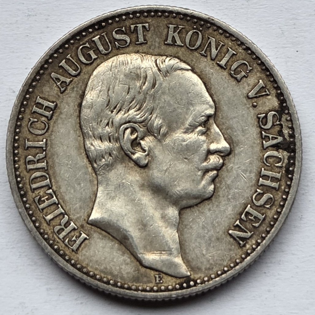  Kaiserreich: Sachsen, 2 Mark Friedrich August III. (Jaeger 134), 1907   