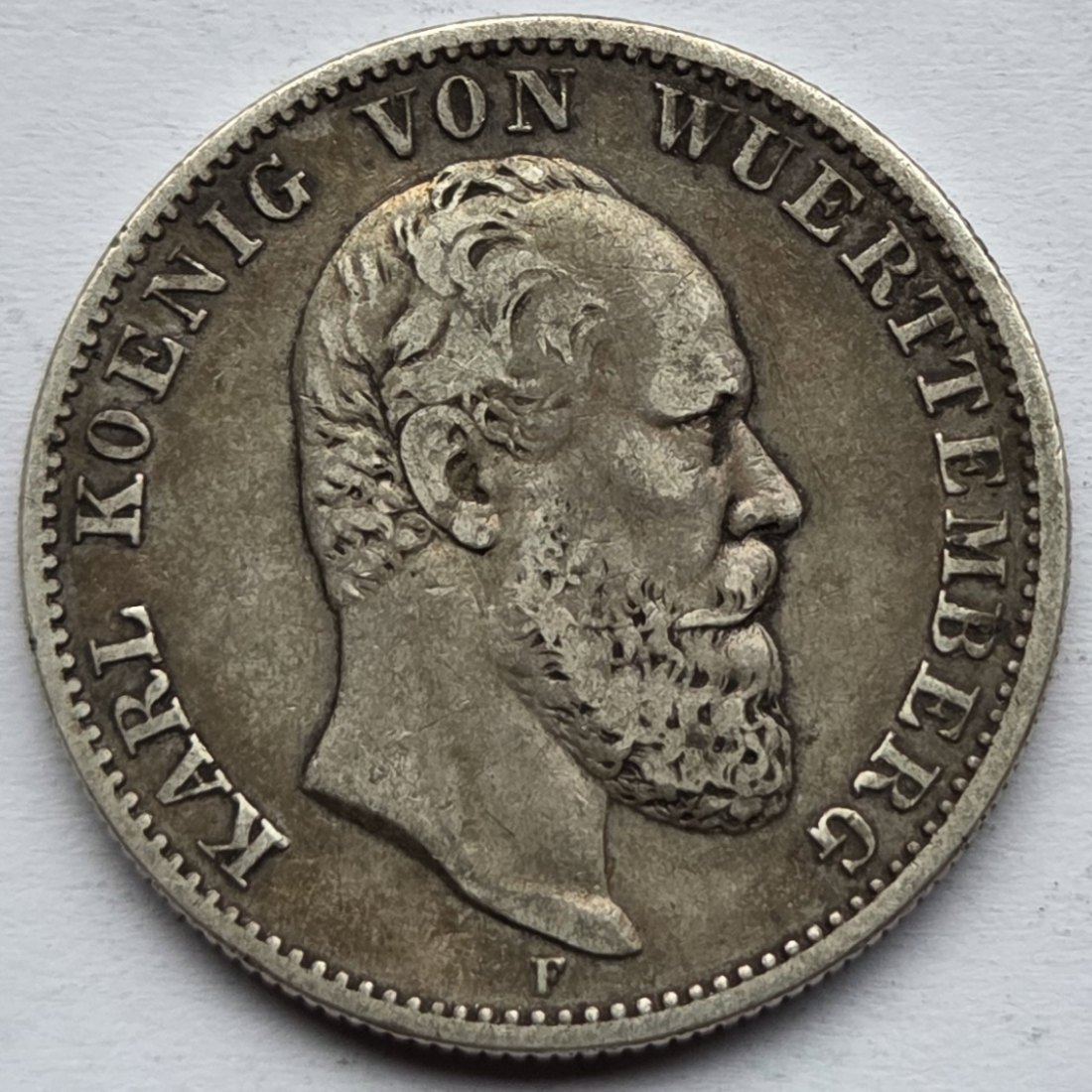  Kaiserreich: Württemberg, 2 Mark Karl (Jaeger 172), 1877   