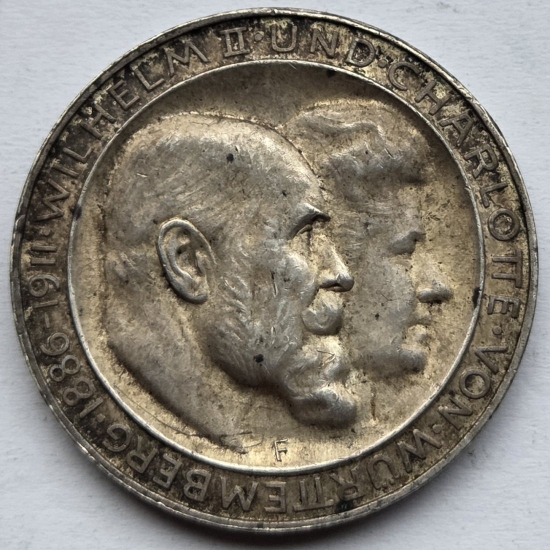  Kaiserreich: Württemberg, 3 Mark Silberne Hochzeit 1911 (Jaeger 177)   
