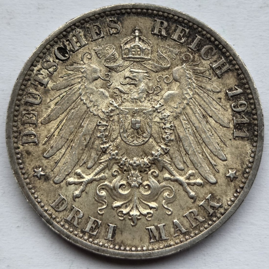  Kaiserreich: Württemberg, 3 Mark Silberne Hochzeit 1911 (Jaeger 177)   