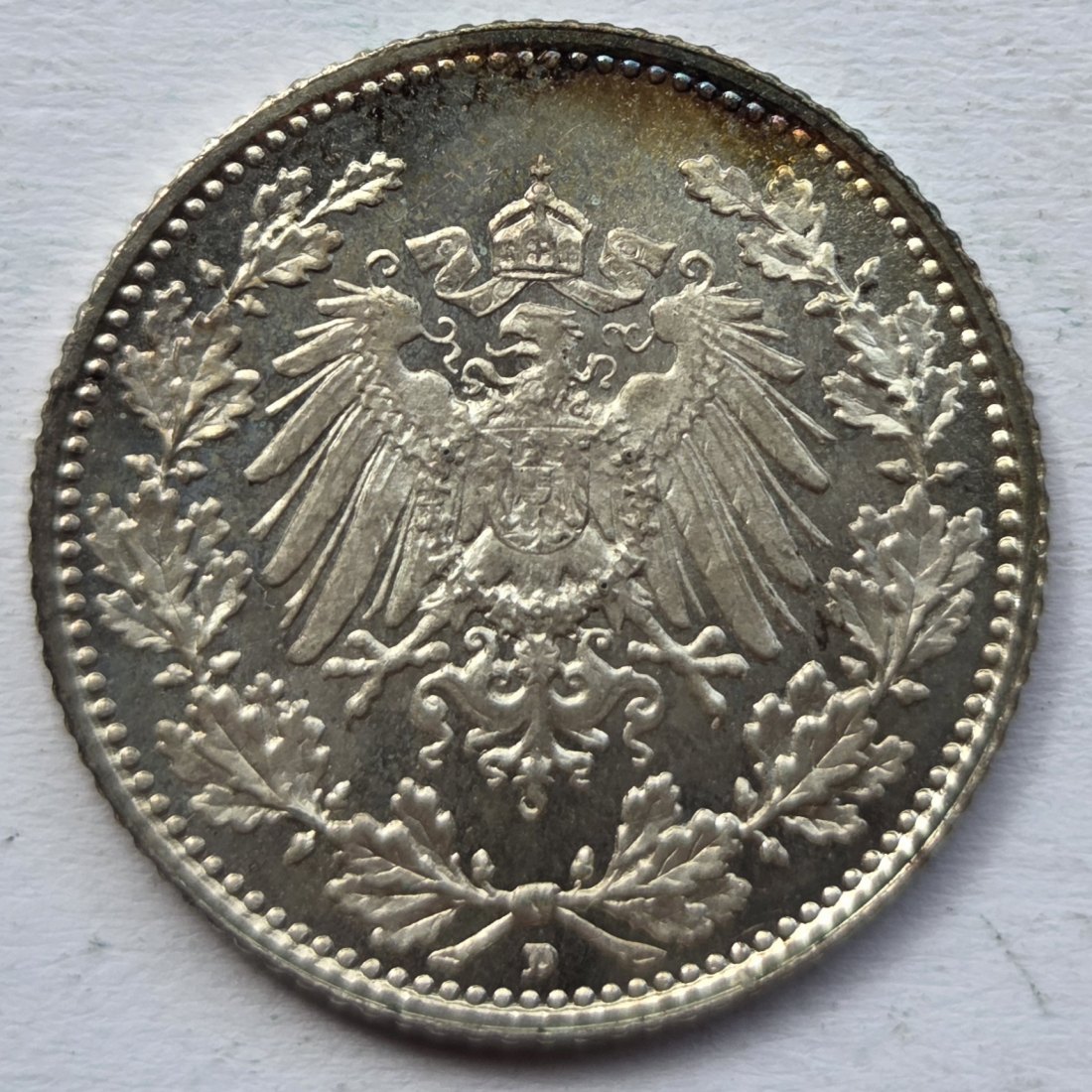  Kaiserreich: 1/2 Mark 1906 D, Erstabschlag   