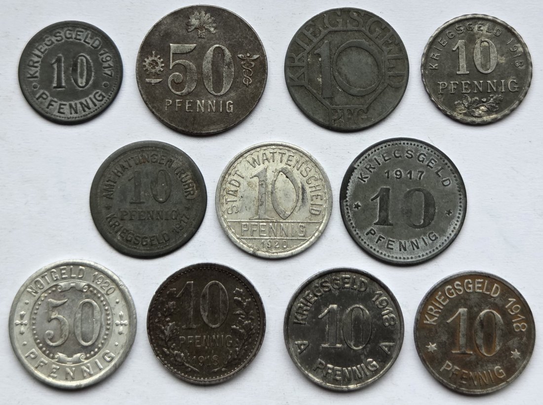 Notgeld: Lot aus elf verschiedenen Münzen Westfalen   
