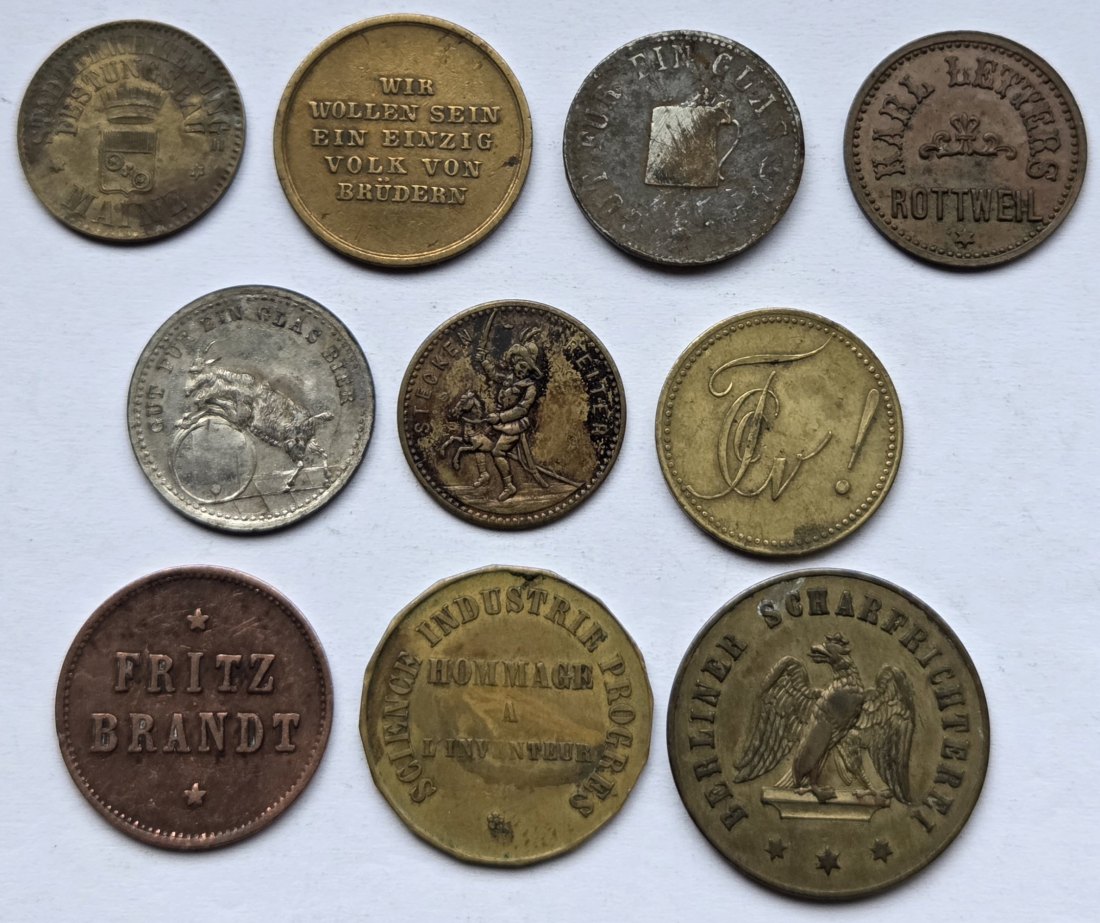  Deutsches Reich: Lot aus zehn verschiedenen Marken und Token   
