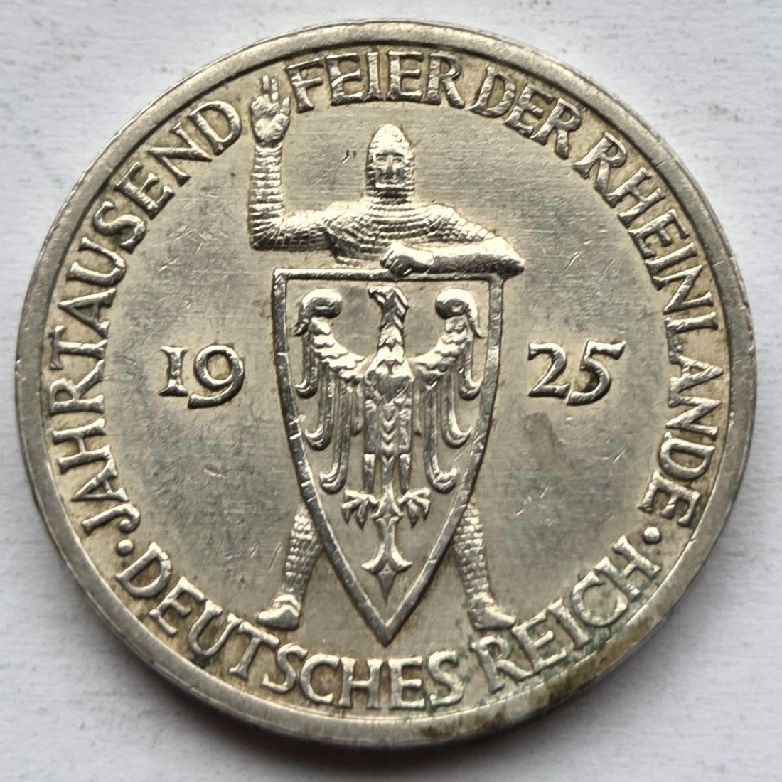  Weimarer Republik: 3 Mark Rheinlande (Jaeger 321), 1925 A   