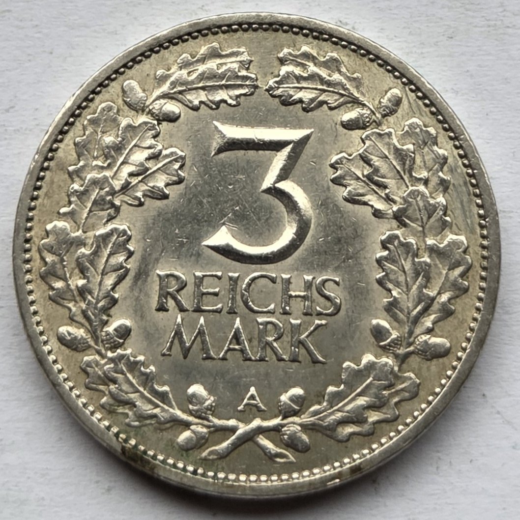  Weimarer Republik: 3 Mark Rheinlande (Jaeger 321), 1925 A   