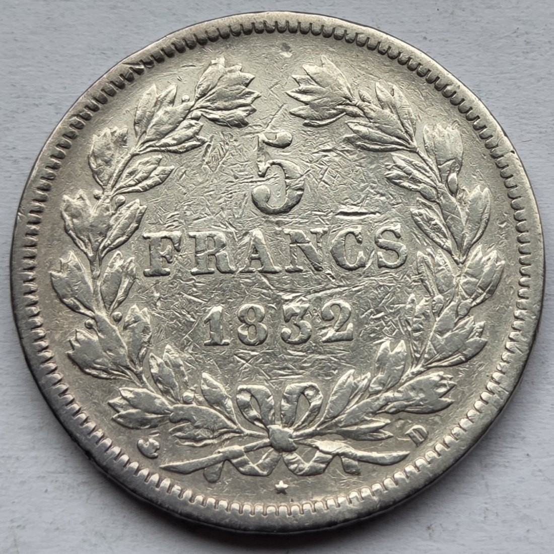  Frankreich: 5 Francs Louis Philippe 1832 D   