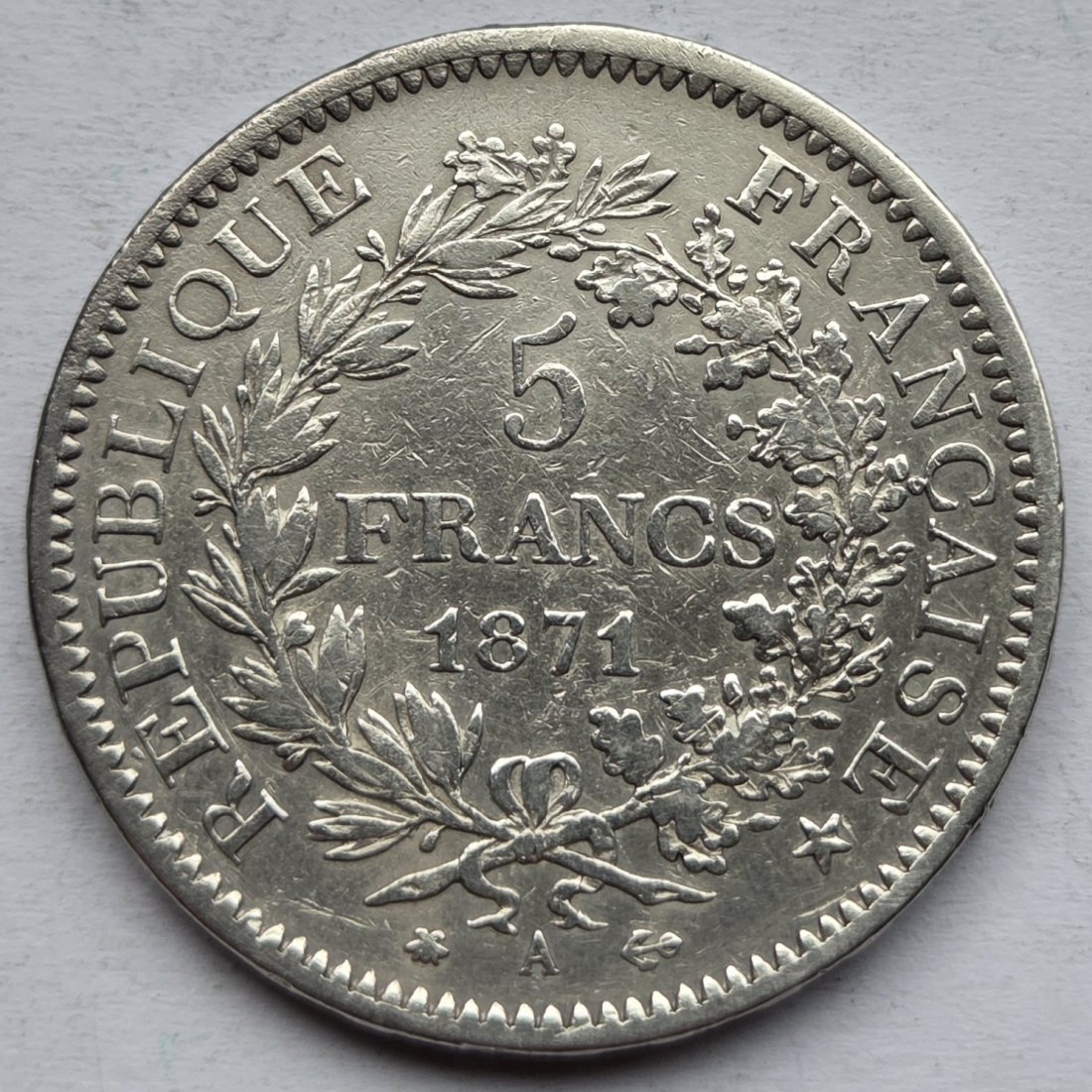  Frankreich: 5 Francs 1871 A   
