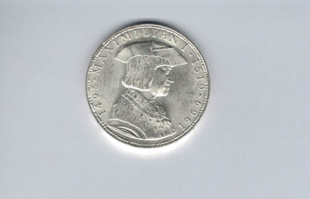  50 Schilling 1969 Kaiser Maximilian I. silber 18g fein Österreich Spittalgold9800 (4584/8)   