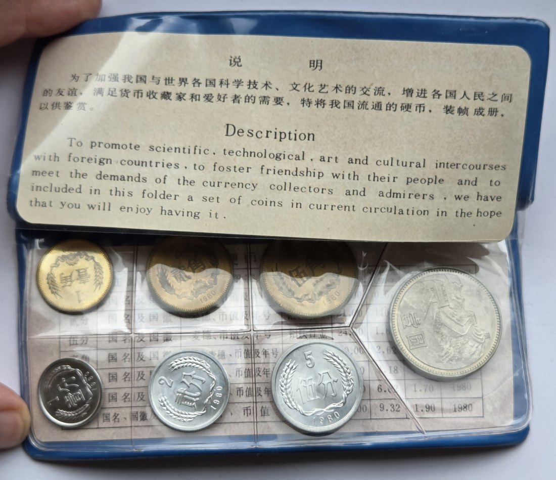  China: Kursmünzensatz 1980, selten   