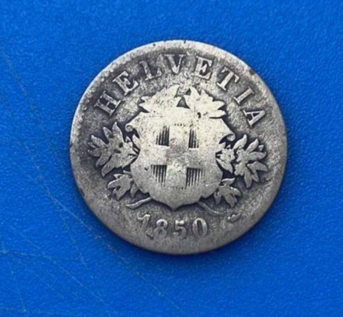 Schweiz 20 Rappen 1850 Helvetia Wappenschild Billon/Silbermünze   