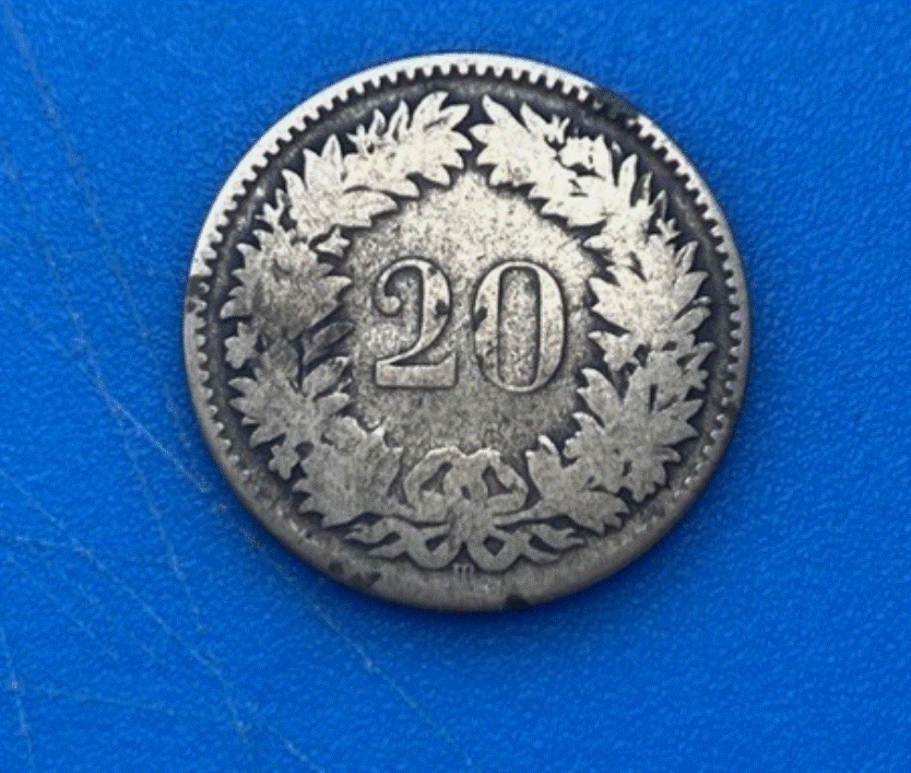 Schweiz 20 Rappen 1850 Helvetia Wappenschild Billon/Silbermünze   
