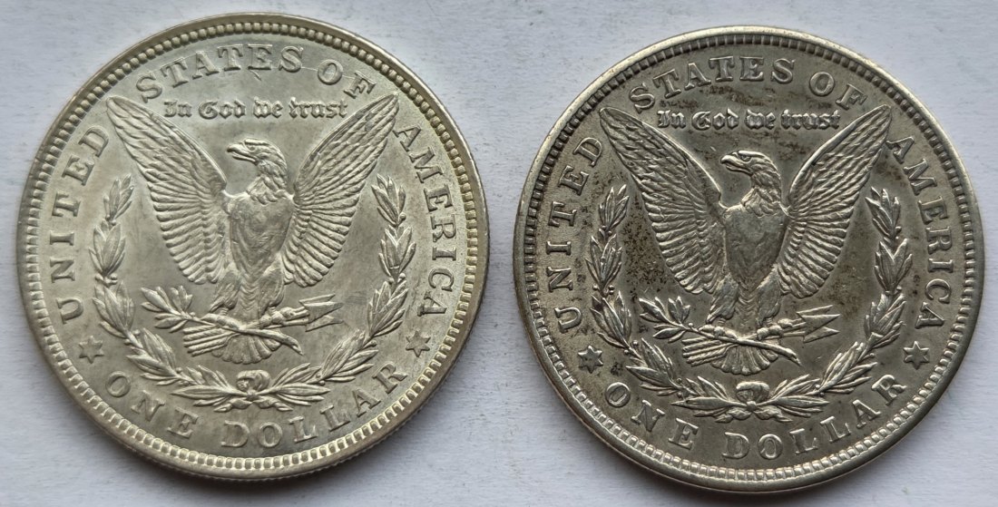 USA Vereinigte Staaten: 1 Dollar (Morgan-Dollar) 1921, 2 Stück   