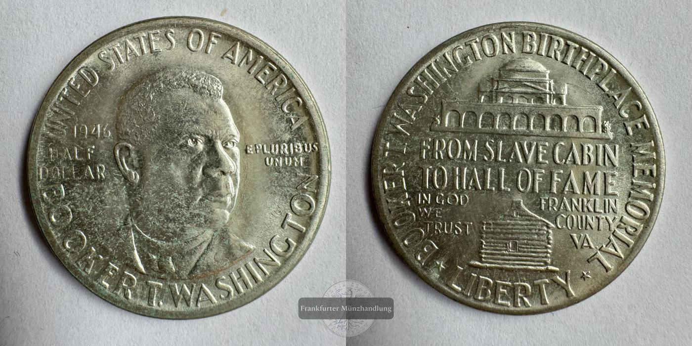  USA ½ Dollar (Booker T. Washington Memorial) 1946 FM-Frankfurt KM#198 Feinsilber: 11,25g   