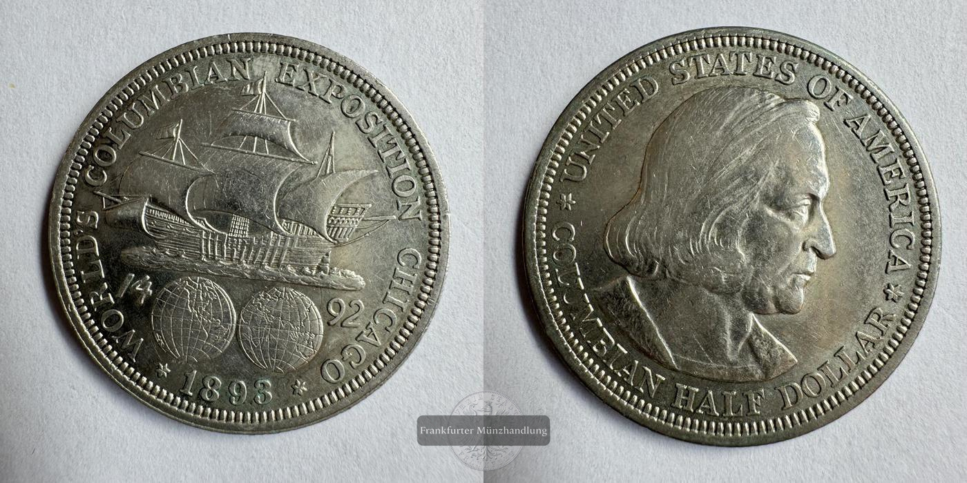  USA ½ Dollar (Columbian Exposition) 1893 FM-Frankfurt KM#117 Feinsilber: 11,25g   