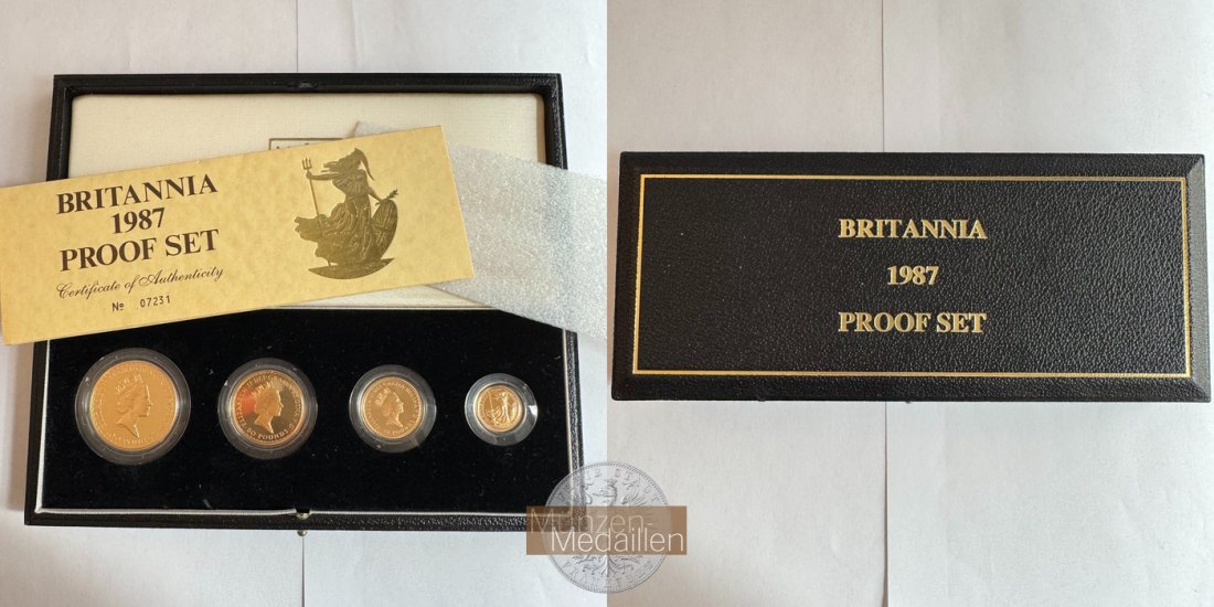  Großbritannien Set 100, 50, 25, 10 Pounds 1987 MM-Frankfurt Feingold: 57,54g   
