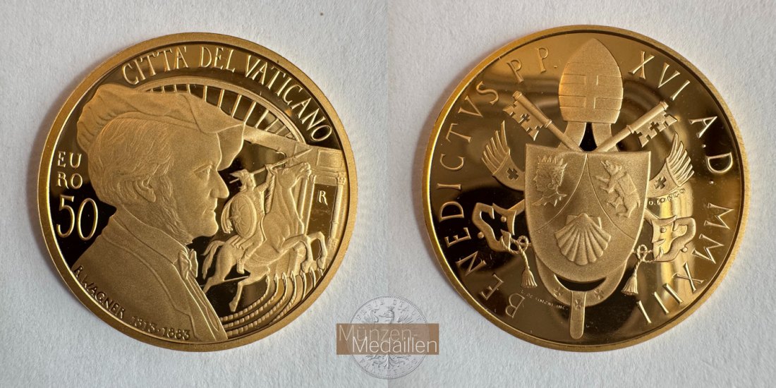 Vatikan, Benedikt XVI. KMS-Set 50 Euro 2013 - Richard Wagner. MM-Frankfurt Feingold: 13,755g