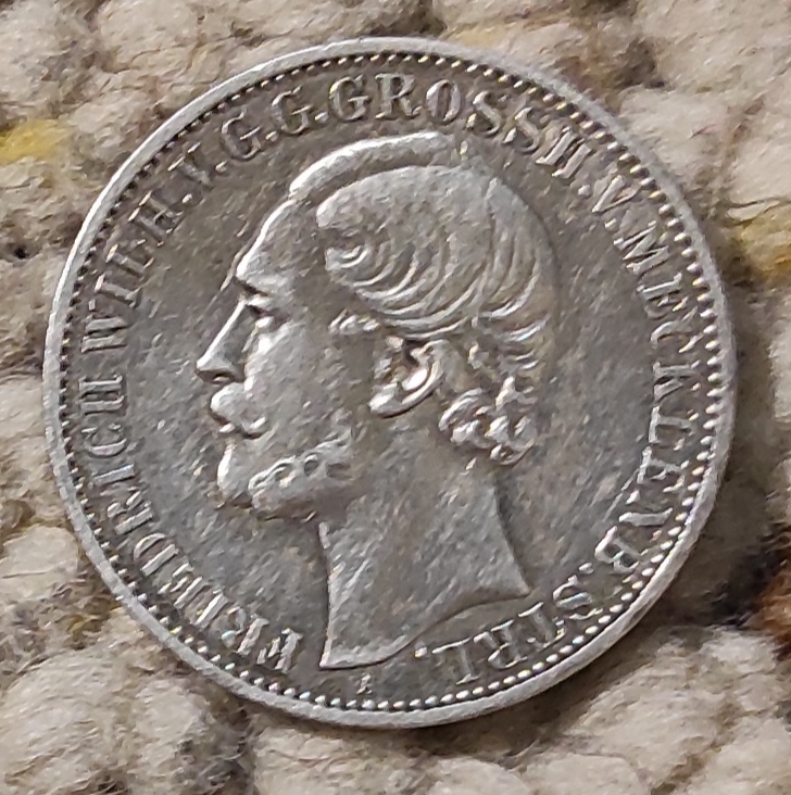  Mecklenburg-Strelitz 1 Taler 1870, SILBER, Friedrich Wilhelm II.   