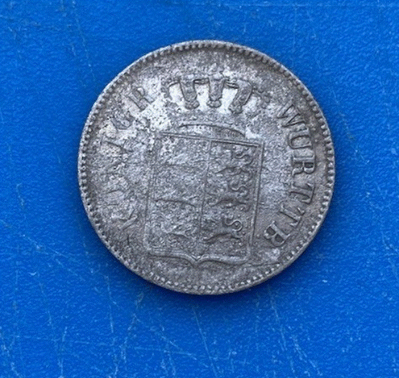  SILBER - Königreich Württemberg 6 Kreuzer 1849 Gekröntes Landeswappen   