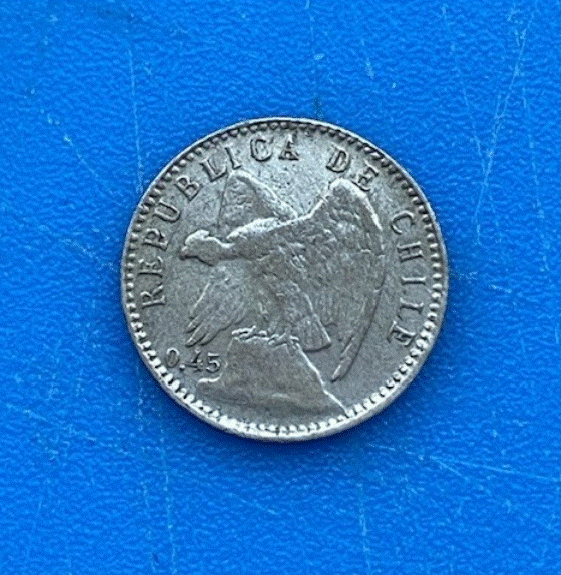  SILBER - Chile 5 Centavos 1916 Andenkondor auf Felsen   