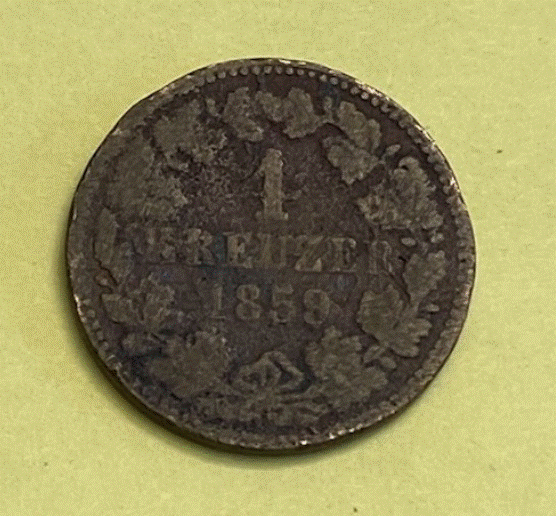  Herzogtum Nassau 1 Kreuzer 1859 Gekröntes Landeswappen mit Löwen & Kranz   
